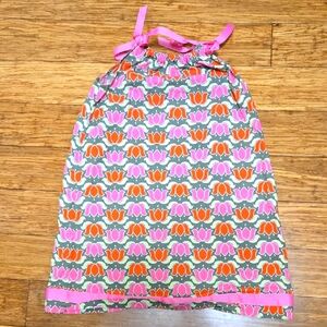 Hanna Andersson Gray Floral Dress with Pink Accents Ribbon